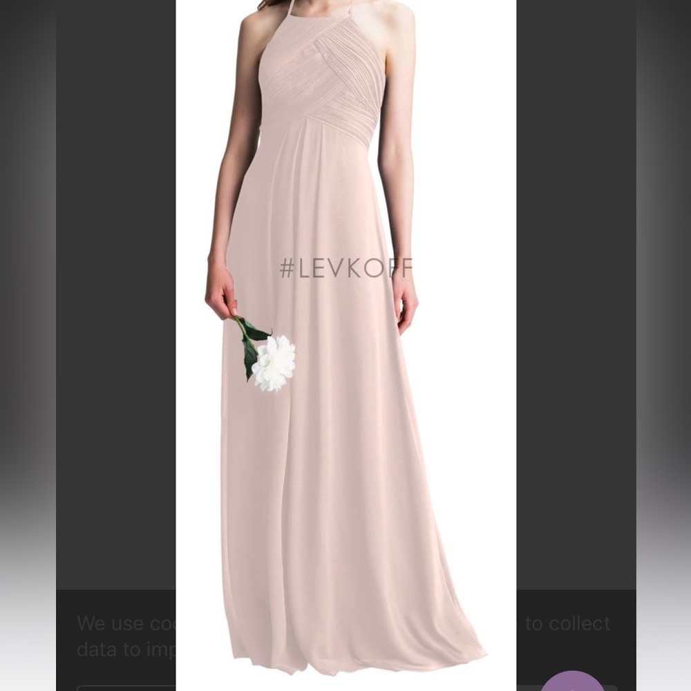 Bill Levkoff champagne chiffon maxi dress